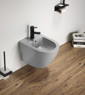 Биде CeramaLux В2342BDMH подвесное серое